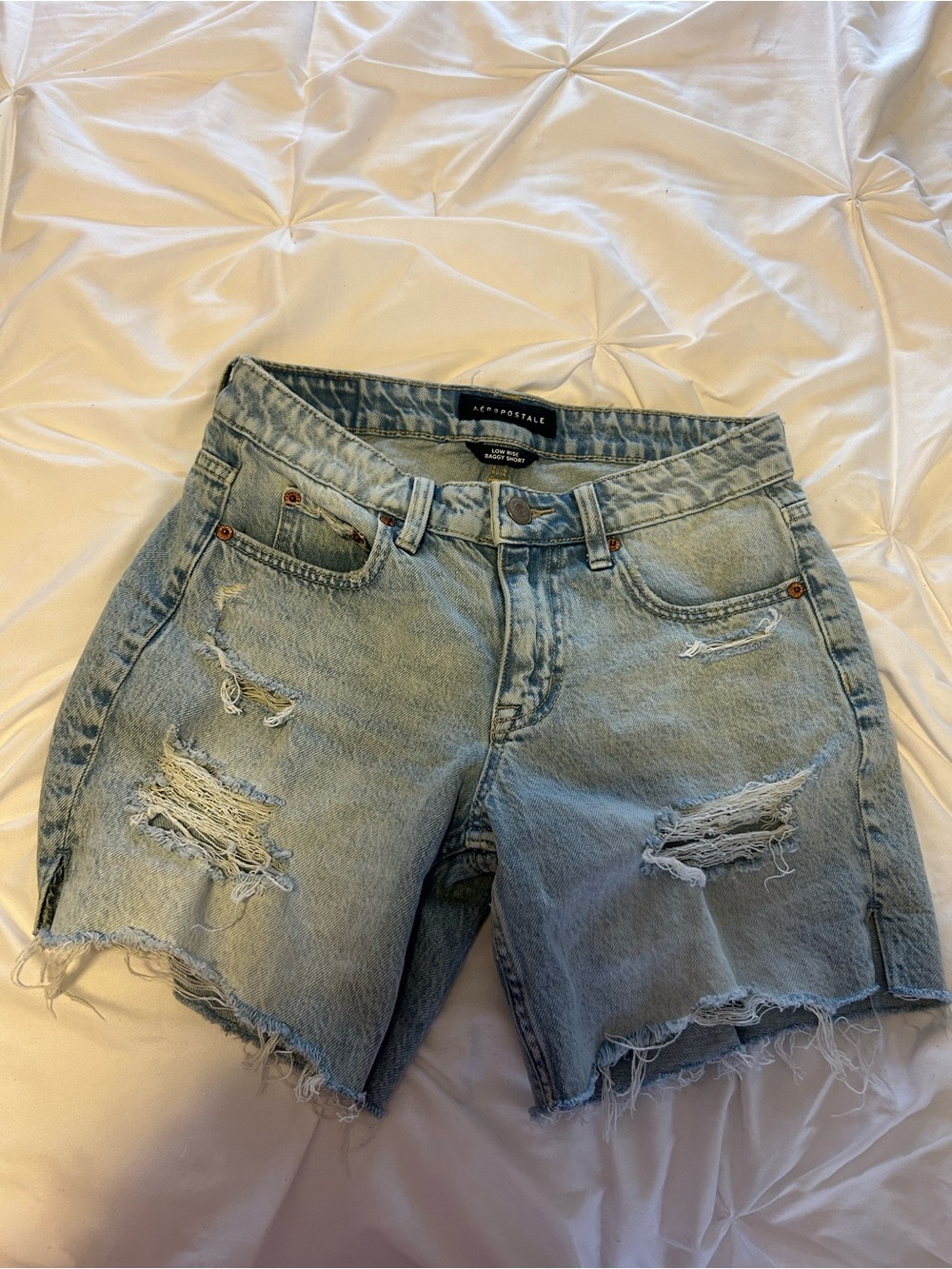Aeropostale Light Wash Distressed Denim Jean Shorts